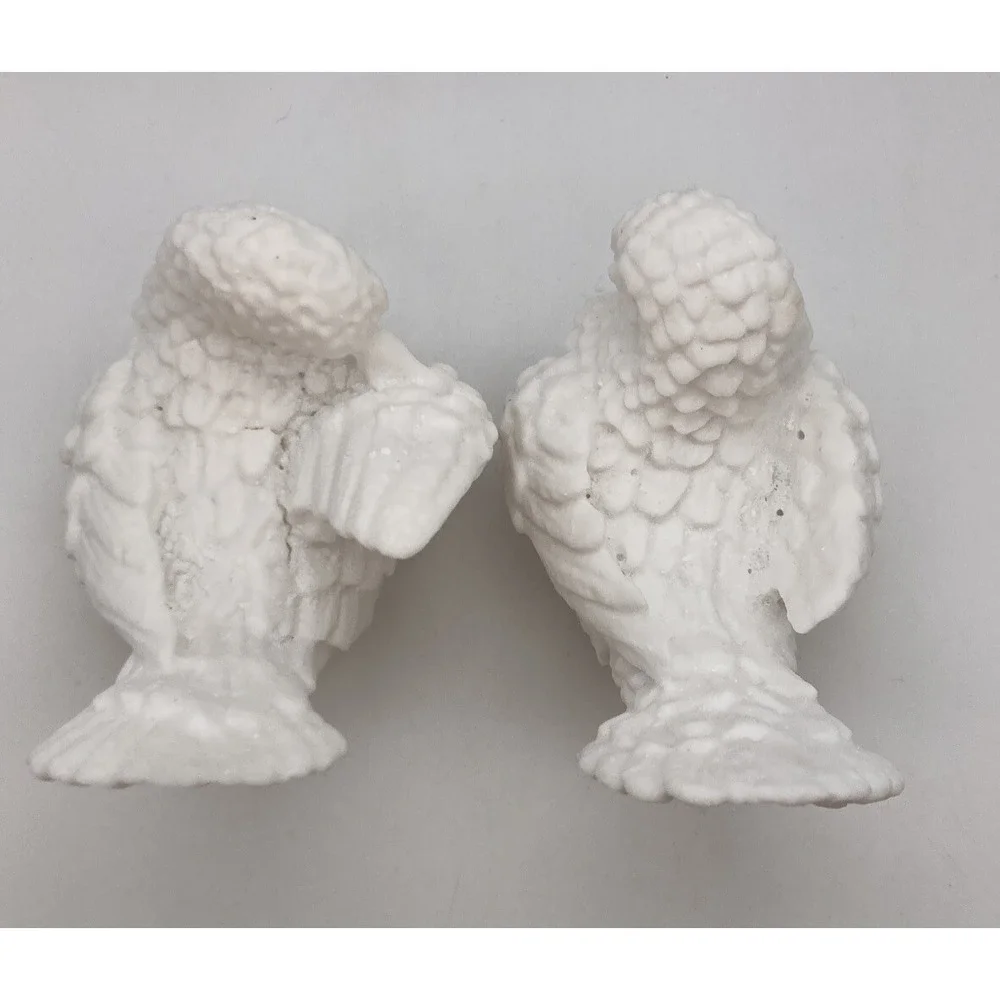 Pair Of White Bisque Italian Made White Doves Textured